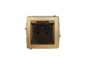 DECO Gniazdo bryzgoszczelne z/u (klapka dymna) złoty 29DGPB-1zdp