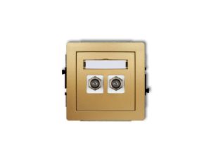 DECO Gniazdo antenowe podwójny typu F (SAT) pozłacany złoty 29DGF-2.1