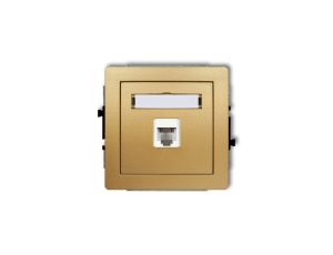 DECO Gniazdo telefoniczne pojedyncze 1xRJ11, 4-stykowy, beznarzędziowe złoty 29DGT-1