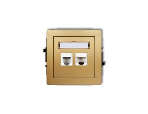 DECO Gniazdo telefoniczne pojedyncze 1xRJ11 + komputerowego pojedyncze 1xRJ45, kat. 5e, 8-stykowy, beznarzędziowe złoty 29DGTK