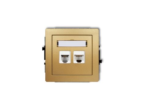 DECO Gniazdo telefoniczne pojedyncze 1xRJ11 + komputerowego pojedyncze 1xRJ45, kat. 5e, 8-stykowy, beznarzędziowe złoty 29DGTK