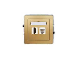 DECO Gniazdo pojedyncze HDMI + gniazda komp. poj. 1xRJ45, kat. 5e, 8-stykowy złoty 29DGHK