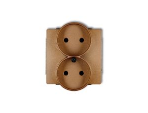 DECO Soft Gniazdo podwójne b/u do ramki złoty metalik 8DGPRSO-2p