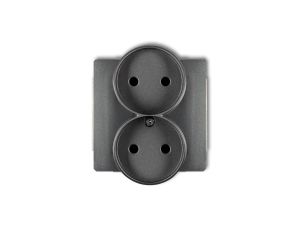 DECO Soft Gniazdo podwójne b/u do ramki grafitowy 11DGPRSO-2p