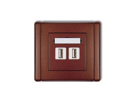 FLEXI Gniazdo podwójne 2xUSB-AA 3.0 brązowy metalik 9FGUSB-6