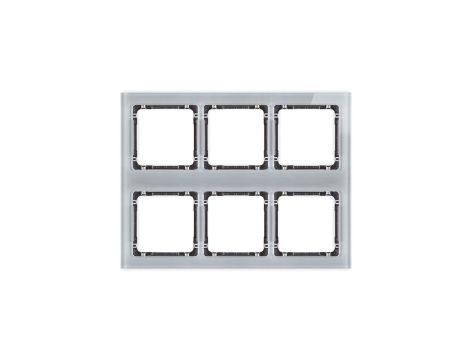 DECO Ramka modułowa 6 krotna (3 poziom, 2 pion) - efekt szkła (ramka szara spód grafitowy) szary 15-11-DRSM-3x2