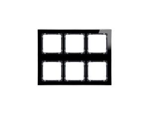 DECO Ramka modułowa 6 krotna (3 poziom, 2 pion) - efekt szkła (ramka czarna spód czarny) czarny 12-12-DRSM-3x2