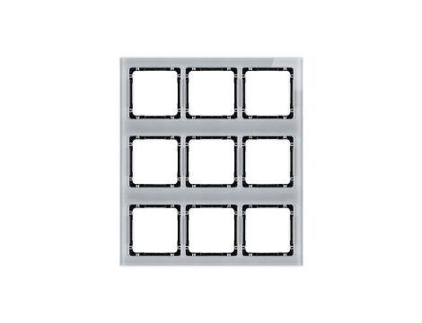 DECO Ramka modułowa 9 krotna (3 poziom, 3 pion) - efekt szkła (ramka szara spód czarny) szary 15-12-DRSM-3x3
