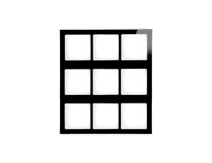 DECO Ramka modułowa 9 krotna (3 poziom, 3 pion) - efekt szkła (ramka czarna spód biała) czarny 12-0-DRSM-3x3