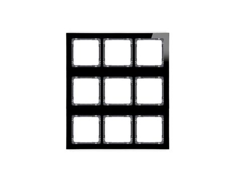 DECO Ramka modułowa 9 krotna (3 poziom, 3 pion) - efekt szkła (ramka czarna spód grafitowy) czarny 12-11-DRSM-3x3