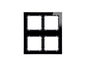 DECO Ramka modułowa 4 krotna (2 poziom, 2 pion) - efekt szkła (ramka czarna spód czarny) czarny 12-12-DRSM-2x2