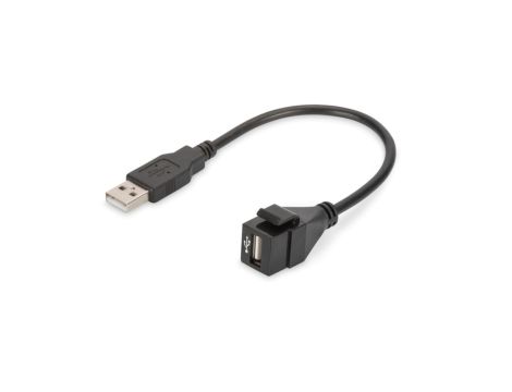 Moduł Keystone USB 2.0 z kablem 16cm łącznik do gniazd i pustych paneli żeński/męski czarny DN-93402