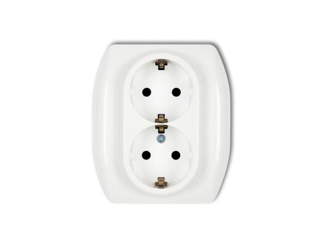 TREND Gniazdo podwójne b/u okleina: srebrny lux GP-2Sp