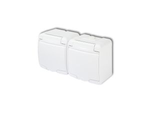 JUNIOR Gniazdo podwójne z/u SCHUKO (klapka biała) biały GHE-2sp