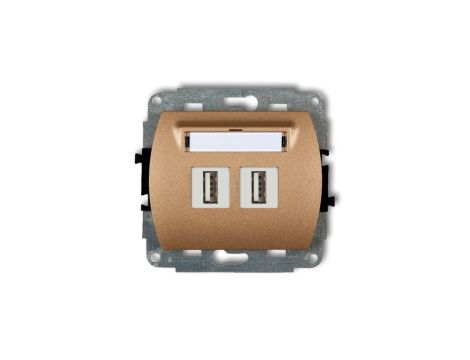 TREND Gniazdo podwójne 2xUSB-AA złoty metalik 8GUSB-2