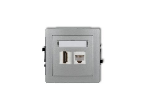 DECO Gniazdo pojedyncze HDMI + Gniazdo komputerowe pojedyncze 1xRJ45, kat. 5e, 8-stykowy srebrny metalik 7DGHK