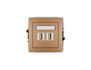 DECO Gniazdo podwójne 2xUSB-AA złoty metalik 8DGUSB-2