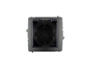 DECO Gniazdo bryzgoszczelne z/u SCHUKO (klapka dymna) grafitowy 11DGPB-1sdp