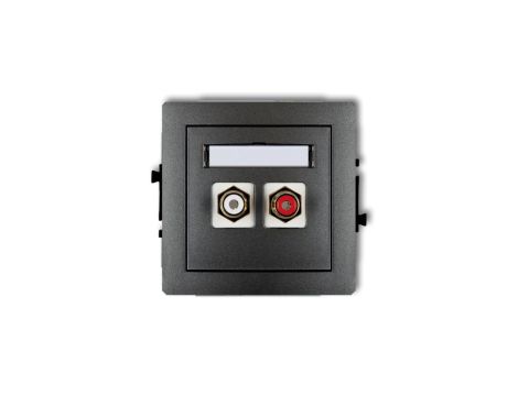 DECO Gniazdo podwójne RCA (typu cinch - biały i czerwony, pozłacany) grafitowy 11DGRCA-2