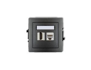 DECO Gniazdo pojedyncze HDMI + Gniazdo komputerowe pojedyncze 1xRJ45, kat. 5e, 8-stykowy grafitowy 11DGHK