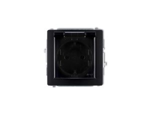 DECO Gniazdo bryzgoszczelne z/u SCHUKO (klapka dymna) czarny mat 12DGPB-1sdp