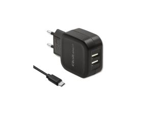 Qoltec Ładowarka sieciowa 17W 5V 3.4A 2xUSB + kabel MicroUSB