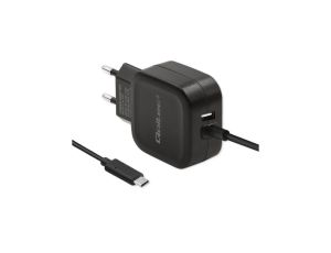 Qoltec Ładowarka sieciowa 17W 5V 3.4A USB + USB typ C