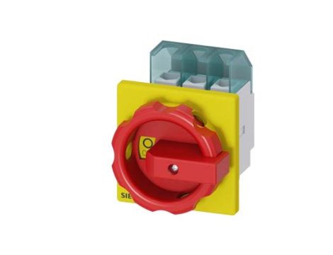 Rozłącznik główny/awaryjny 3P 25A 9.5kW AC23A 400V montaż na płycie z wałkiem pokrętło otwór centralny 22.5 mm 3LD2144-0TK53