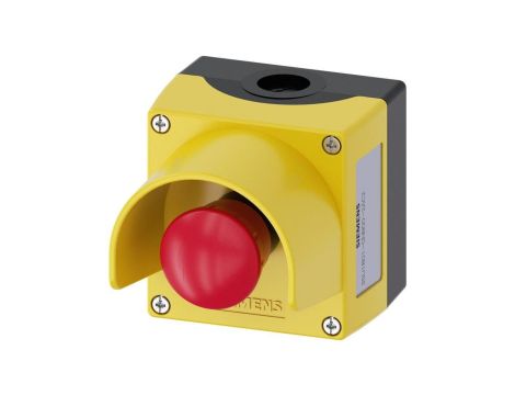Kaseta z przyciskiem bezpieczeństwa 2R przez obrót żółta z kołnierzem IP69k SIRIUS ACT 3SU1801-0NB00-2AC2