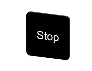 Etykieta samoprzylepna do kaset 22x22mm czarna inskrypcja /Stop/ SIRIUS ACT 3SU1900-0AF16-0DS0