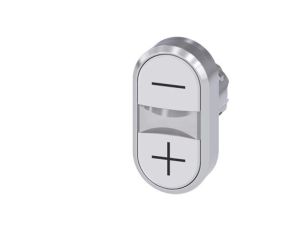 Przycisk podwójny 22mm metal biały /-/ biały /+/ przyciski płaskie z samopowrotem SIRIUS ACT 3SU1050-3AB66-0AL0