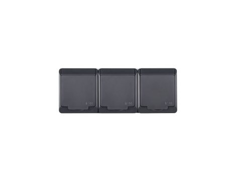 Hermes Gniazdo hermetyczne potrójne z/u 16A IP44 antracyt GNT 0323-07
