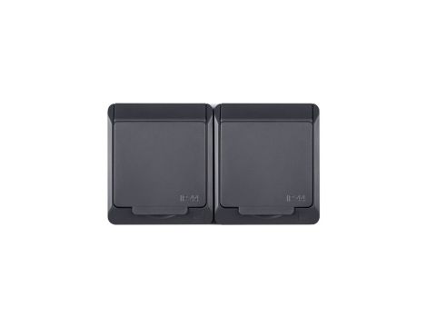 HERMES Gniazdo podwójne z/u 2P+Z SCHUKO IP44 antracyt 0325-07
