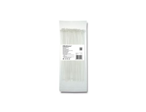 Qoltec Opaski zaciskowe Trytki kablowe 2.5*200mm 100 szt. Nylon66 UV Białe