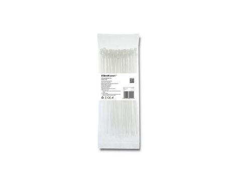 Qoltec Opaski zaciskowe Trytki kablowe 3.6*200mm 100 szt. Nylon66 UV Białe