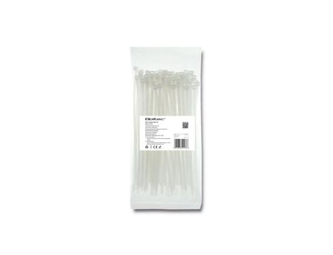 Qoltec Opaski zaciskowe Trytki kablowe 4.8*200mm 100 szt. Nylon66 UV Białe