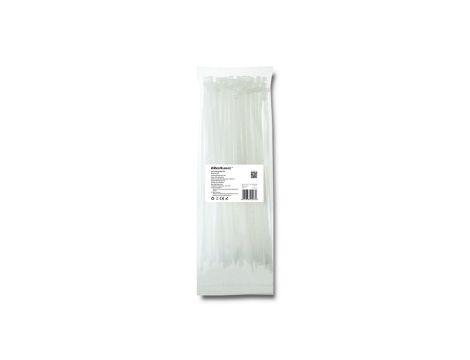 Qoltec Opaski zaciskowe Trytki kablowe 4.8*300mm 100 szt. Nylon66 UV Białe