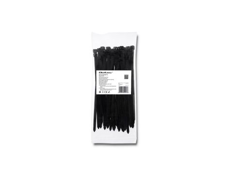 Qoltec Opaski zaciskowe Trytki kablowe 7.2*200mm 50 szt. Nylon66 UV Czarne