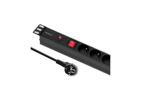 Qoltec Listwa zasilająca antyprzeciążeniowa CB do szafy RACK 19 1U 16A PDU 6xFRENCH 2m