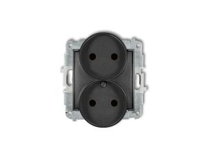 MINI Gniazdo podwójne b/u z przesłonami grafitowy 11MGPR-2p