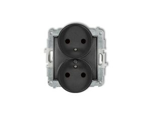 MINI Gniazdo podwójne z/u z przesłonami grafitowe 11MGPR-2zp