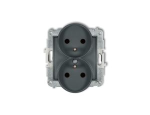MINI Gniazdo podwójne z/u z przesłonami grafitowy mat 28MGPR-2zp