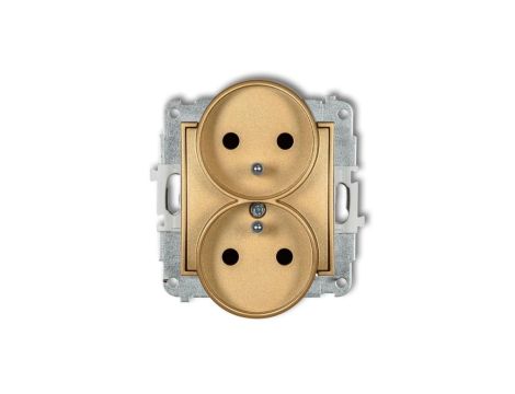 MINI Gniazdo podwójne z/u z przesłonami złoty 29MGPR-2zp