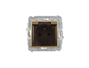 MINI Gniazdo bryzgoszczelne z/u IP44 z przesłonami klapka dymna złote 29MGPB-1zdp