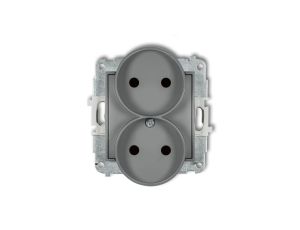MINI Gniazdo podwójne b/u z przesłonami szary mat 27MGPR-2p