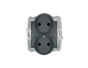MINI Gniazdo podwójne b/u z przesłonami grafitowy mat 28MGPR-2p