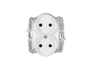 MINI Gniazdo podwójne b/u z przesłonami biały MGPR-2p