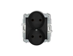 MINI Gniazdo podwójne b/u z przesłonami czarny mat 12MGPR-2p
