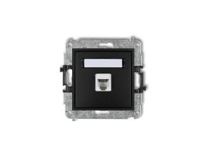 MINI Gniazdo telefoniczne pojedyncze 1xRJ11 4-stykowy beznarzędziowe czarny mat 12MGT-1