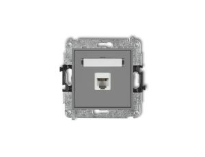 MINI Gniazdo telefoniczne pojedyncze 1xRJ11 4-stykowy beznarzędziowe szary mat 27MGT-1